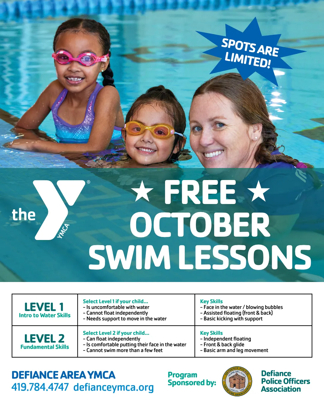 October Swim Lesson Flyer